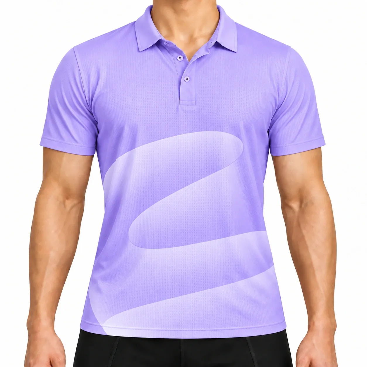 Fluid Motion Short-Sleeve Polo front, Amethyst Glow