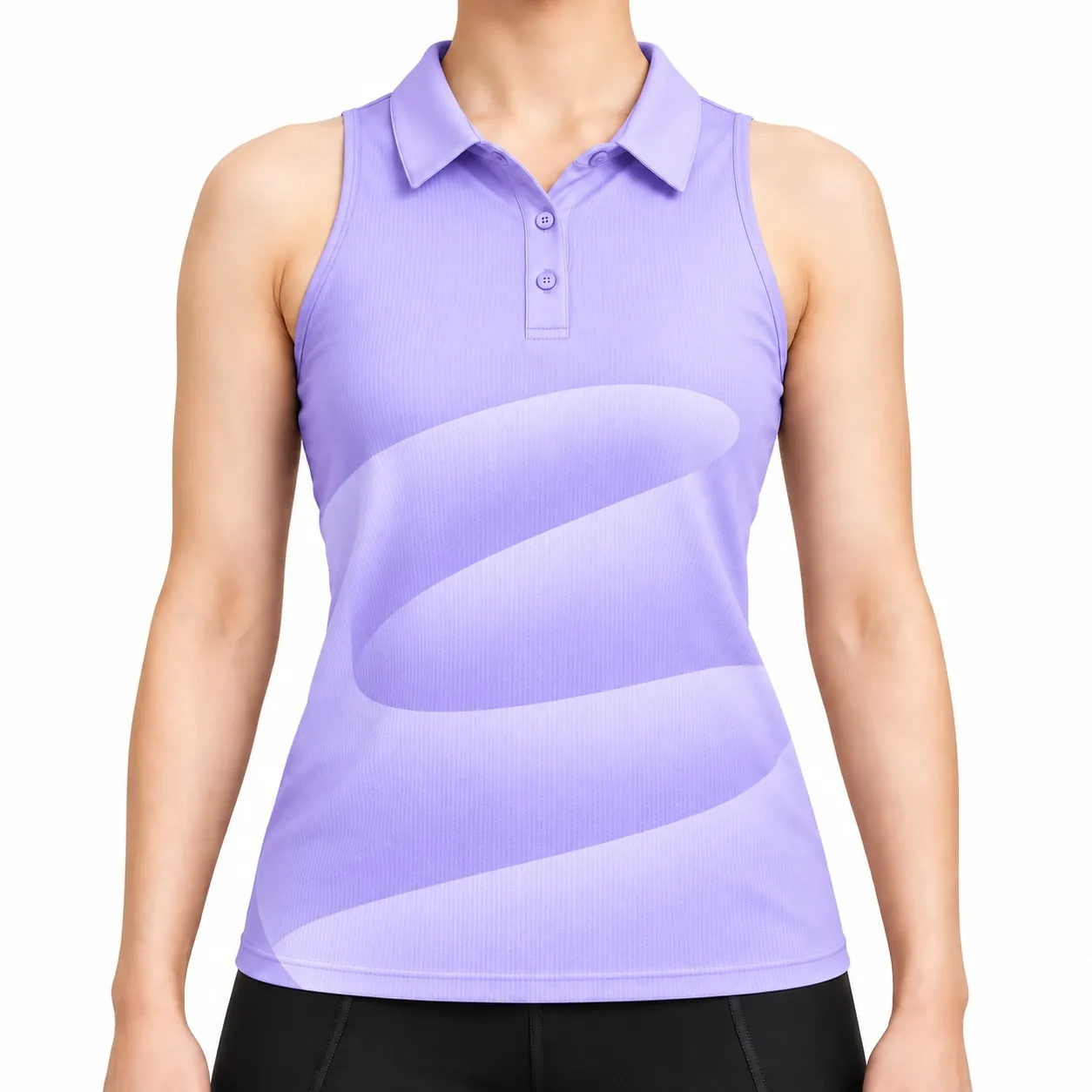 Fluid Motion Sleeveless Polo front, Amethyst Glow