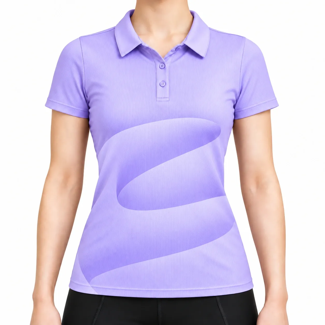 Fluid Motion Short-Sleeve Polo front, Amethyst Glow