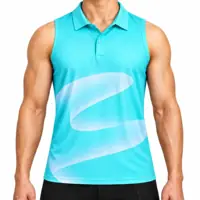 Fluid Motion Sleeveless Polo front, Aqua Flow
