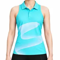 Fluid Motion Sleeveless Polo front, Aqua Flow